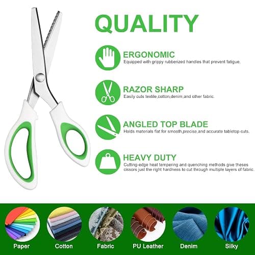 YUQGAOP Pinking Shears，9” Zig Zag Scissors for Fabric，Pinking Shears Scissors for Fabric Cutting，Professional Handheld Dressmaking，Great for Many Kinds of Sewing Fabrics Leather and Craft Paper thumbnail 5