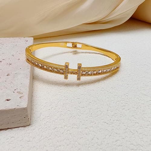 Dainty Bangle Bracelet for Women Personalized Cubic Zirconia Love Bracelets Tiny Waist Oval Bangles Bracelets Gifts for Love thumbnail 5