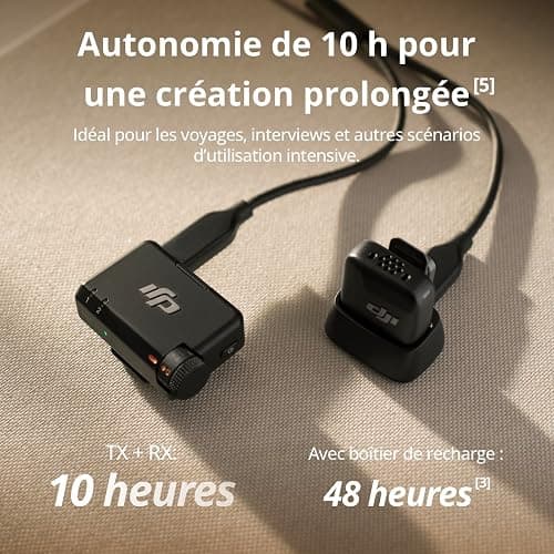 DJI Mic Mini (1 TX + 1 RX), Ultra-léger, Audio de Haute qualité, Annulation du Bruit, Limite Automatique, Microphone sans Fil pour caméra/iPhone/Android, vlog, Streaming, Transmission à 400 m thumbnail 4