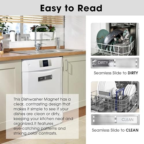 Clean Dirty Magnet for Dishwasher, Premium Stainless Steel, Dirty/Clean Speckled Design, Durable Magnet & Clear Indicators with Extra Tape (Silvery-Gray-01) thumbnail 3