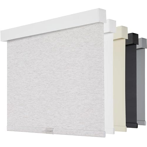 Persilux Cordless Blackout Roller Shades for Indoor Windows, Free-Stop System with Valance, Thermal Insulated Fabric, UV Protection Shades for Home and Bedroom (Linen,15" W x 64" H) - Image 1