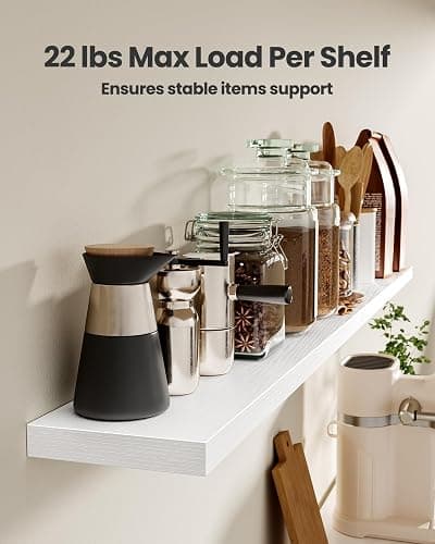 Amada 23.6" Floating Shelves for Wall Decor & Storage, Set of 3, White | MDF Wall Shelves for Bedroom, Bathroom, Living Room, Kitchen, 22 lbs Capacity per Shelf, Hidden Brackets, Flexible Layout thumbnail 5