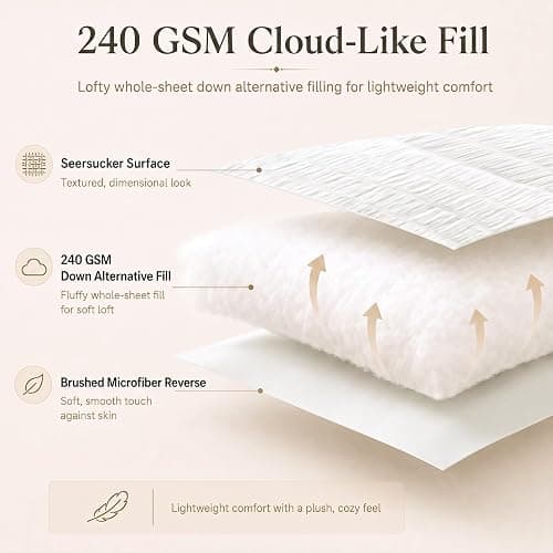 CozyLux Oversized Queen Comforter Set, 7-Piece White Seersucker, 98 x 98 in | OEKO-TEX Certified All Season Bed in a Bag with 240 GSM Down Alternative Comforter, Flat & Fitted Sheets, Pillowcases & Shams thumbnail 3
