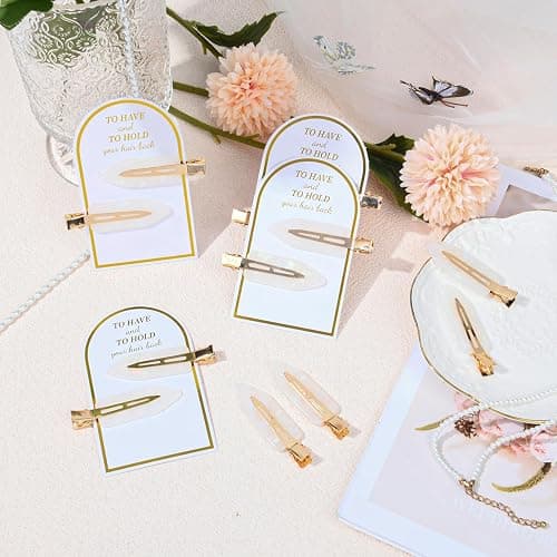 20PCS Bridesmaid Hair Clips No Bend Hair Clips Bridesmaid Hair Accessories Gifts Makeup White Creaseless Clips for Bride Women Girl(20Pcs/10Cards) thumbnail 4