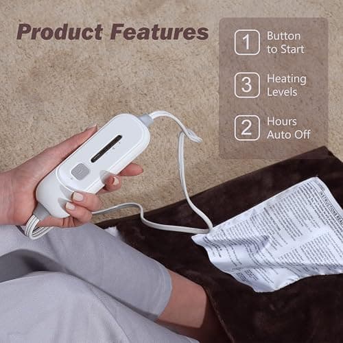 Gintao Electric Heated Foot Warmers for Men and Women,Foot Heating Pad Electric with Fast Heating Technology,Heating Pad Feet Warmer Auto Shut Off with 3 Temperature Setting,22×20 inches,Brown thumbnail 5