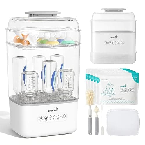 Grownsy Space Saving Baby Bottle Sterilizer and Dryer with Travel Set - Image 1