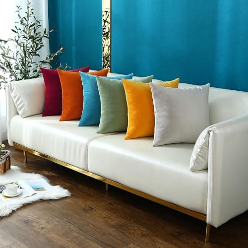 mixeoo Comfy Ivory White Throw Pillow Covers Decorative Square Solid Velvet Soft Cushion Cases Home Decor for Sofa Couch Living Room Chair, Set of 2, 18 x 18 Inch thumbnail 6