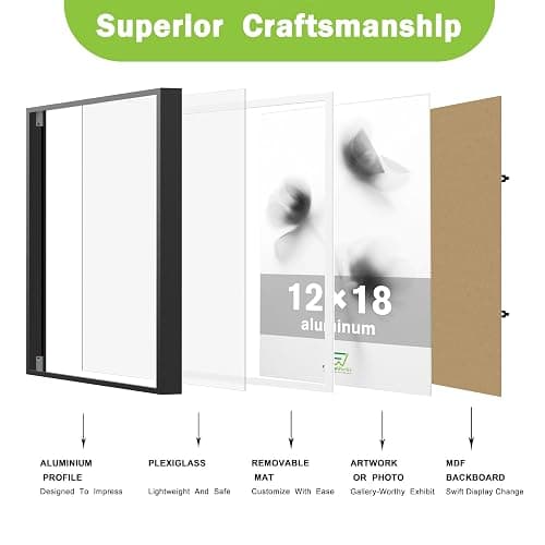 FrameWorks 18x24 Brushed Aluminum Poster Frames – Modern Brushed Metal Design w/Shatterproof Plexiglass, Perfect for Posters, Artwork, Paintings, Wall Displays – Home or Office Decor, Gold - 1 Pack thumbnail 5