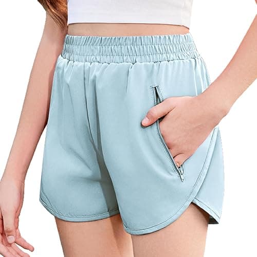 Zaclotre Girls Athletic Shorts with Zipper Pockets 2 in 1 Kid Workout Running Volleyball Soccer Shorts with Liner thumbnail 2