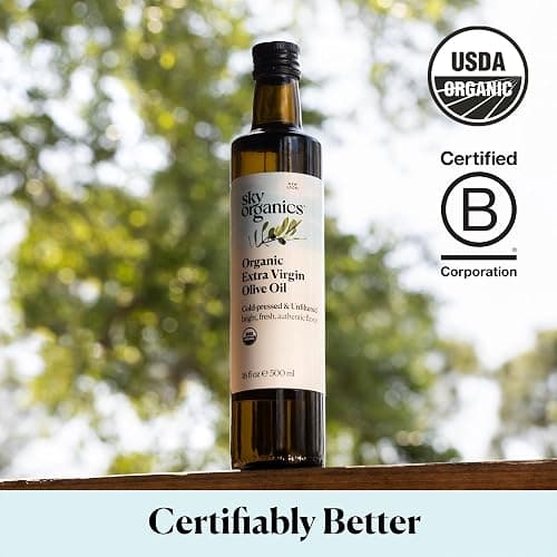 Sky Organics - Organic Extra Virgin Olive Oil, 16 fl oz - Cold Pressed & Unfiltered - Bright, Fresh, Authentic Flavor - Sourced from Farmers in Greece - 100% Pure - Kosher - Natural, Vegan, & Soy Free thumbnail 6