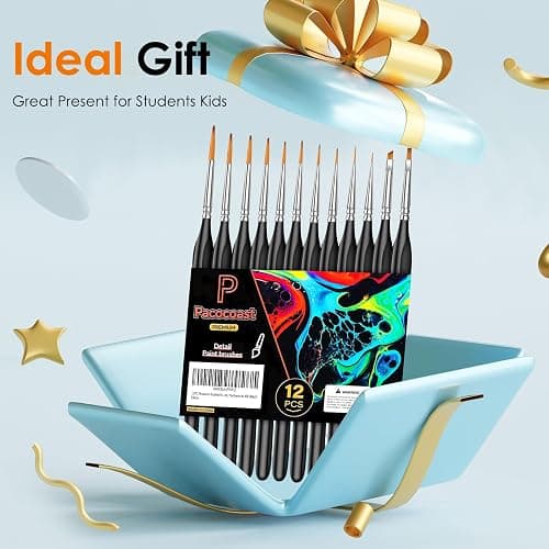 Pacocoast 12Pcs Detail Paint Brushes Set for Miniature Fine Art Painting | Triangular handles for acrylic, watercolor & oil paints. Great for crafts, models, figurines, face paint & paint-by-number thumbnail 5