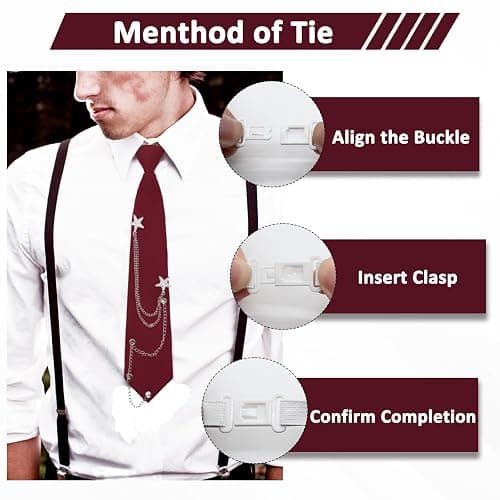 Mantieqingway Ties for Women Men, Metal Chain Necktie Pre-Tied Adjustable Black Tie for Uniform, School, Shirt Accessory thumbnail 6