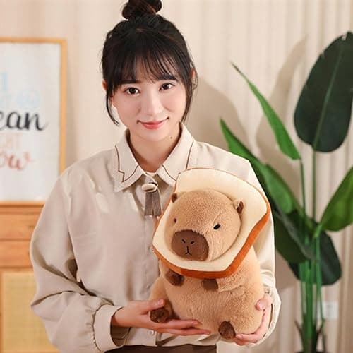 Karoeiwa Capybara Plush with Wearable Toast Headgear 11 inch Cute Bread Capibara Stuffed Animal Ultra Soft Plushies Toys Kawaii Gifts for Kids Brown thumbnail 5