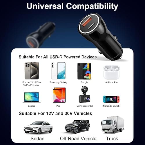 iPhone 17 16 15 Car Charger, [Apple MFi Certified] USB C Car Charger 43W Fast Charging with 3.3 FT Type C to C Cable, USB Car Adapter for iPhone 17/17 Pro/17 Pro Max/Air/16/15 thumbnail 7