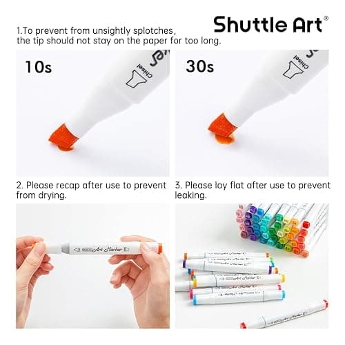 Shuttle Art 310 Colors Alcohol Markers, 309 Colors Dual Tip Art Marker Set Plus Colorless Blender, Micro-tip Pens, White Highlighter Pens, Marker Bag with Holders Perfect for Students Adults Coloring thumbnail 9