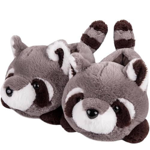 Women's Slippers Cute Wild Animal Fuzzy Plush Funny Slippers Novelty Fox Raccoon Red Panda Sloth Hedgehog Squirrel Koala Cozy Soft Winter Warm House Shoes for Indoor/Outdoor - Image 1