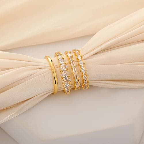 TOBENY Stackable Gold Rings for Women Non Tarnish Dainty 14K Gold Plated Stacking Cubic Zirconia Thumb Ring Set Trendy Statement Promise Wedding Bands Engagement Rings for Women Size 6 7 8 9 10 thumbnail 4