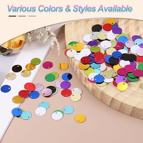 MECCANIXITY Flat Round Sequins, 600Pcs 10mm/0.4 Inch Loose Paillettes Deep Purple Craft Sewing Sequins with Single Side Hole for DIY, Embroidery Clothing, Jewelry Making thumbnail 5