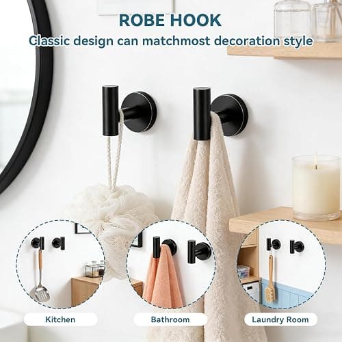 5-Piece Matte Black Bathroom Accessories Set, 24-Inch Wall-Mounted Towel Bar, Toilet Paper Holder with Shelf, SUS 304 Stainless Steel Bath Hardware, Towel Rack for Bathroom, Kitchen, Laundry Room thumbnail 5