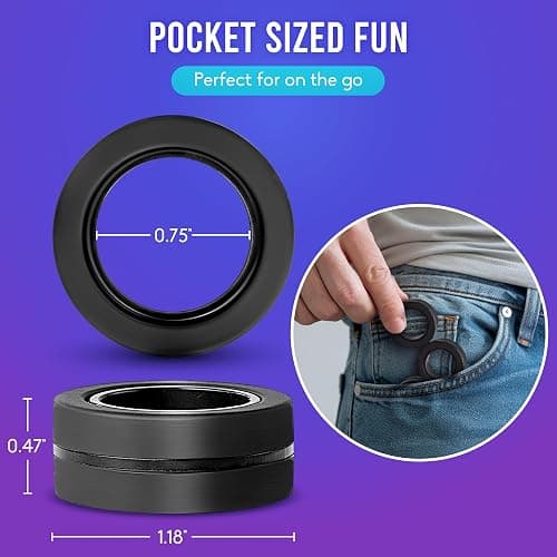 BunMo Easter Basket Stuffers - Fidget Rings - Black Magnetic Rings - Improved N45 Magnets, BPA-Free - Quiet Fidget Toy for Adults & Teens - Easter Basket Stuffers for Adults thumbnail 2