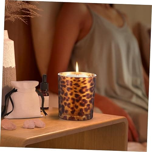 IMIKEYA Stable Vintage Leopard Print Glass Candle Holder for Decorative Candle thumbnail 2