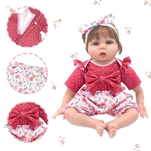 TDDS9 3 Sets Baby Doll Clothes and Accessories for 20-22 Inch Dolls, 9 Pcs Fashion Clothes Dresses Outfits Including Doll Dress Coat Outfits, Headbands, Socks, Top and Pants thumbnail 3