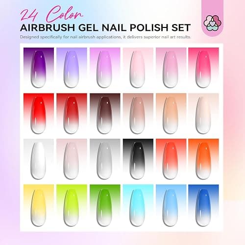 SAVILAND Airbrush Gel Nail Polish: Dilution-Free 24 Colors Airbrush for Nails Non-Acetone for Gradients Nails Blush Nails Layered Nail Art Various Pattern High Color Saturation for Home Salon Kit thumbnail 2