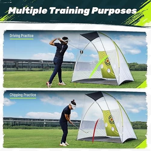 SAPLIZE Ultra-Stable Golf Practice Net with Noise-Reducing Target Cloth, Hitting Mat, Tees, Balls and Sand bags thumbnail 4
