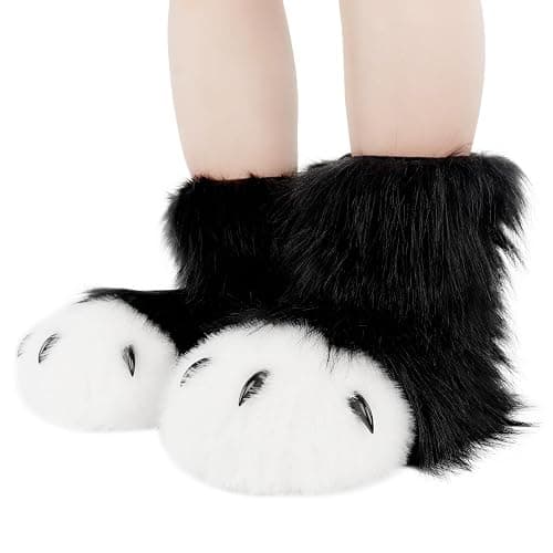 hbbhml Animal Fuzzy Slippers Bear Cat Wolf Dog Fox Fursuit Feet Paw Claw Shoes Furry Boots Costume Accessories for Adult Kids | Animal, Furry, Costume, Boots, Shoes, Paw, Claw, Bear, Cat, Wolf thumbnail 4