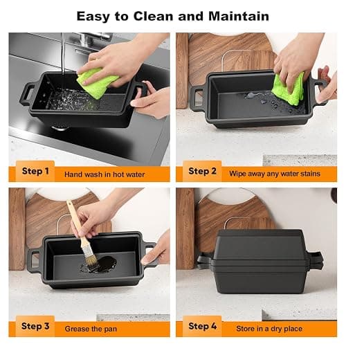 Heimekite 9×5 Inch Cast Iron Loaf Pan with Lid, bread pans for baking, 2 Piece Set | Even Heat Distribution Bread Baking Pan for Homemade Sandwich Bread, Banana Bread, Cakes, Meatloaf thumbnail 6