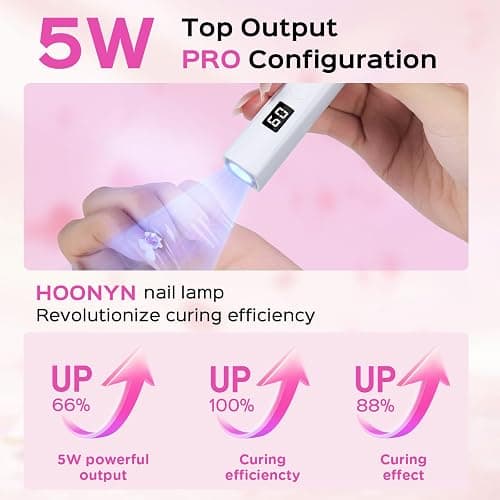 Hoonyn Handheld UV Light for Gel Nails, 5W LED Nail Lamp, Portable Mini Nail Dryer with Stand & LCD Screen, Nail Lamp for Fast Curing (White) thumbnail 2