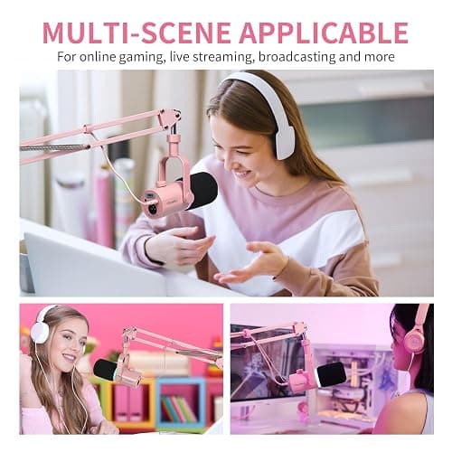 FEELWORLD AMS1 Microphone Boom Arm, Adjustable Mic Arm Stand with 3/8” to 5/8” Screw, Compatible with PM1 and other Mics for Podcast Straming Gaming Studio （Pink) thumbnail 7
