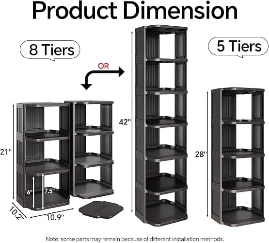 Kitstorack Vertical Shoe Rack: 8 Tiers Stackable Shoe Rack for Closet DIY Free Standing Shoe Organizer Small Shoe Shelf for Small Spaces and Narrow Spaces Plastic thumbnail 3
