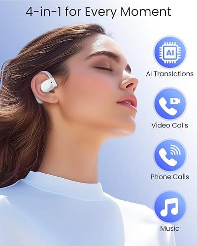 AI Translation Earbuds Real Time 164 Languages 80H Playtime Translator Ear Buds Audifonos Traductores Inglés Español Wireless Earphones Bluetooth AI Headphone for Travel Meeting Learning K08 White thumbnail 5