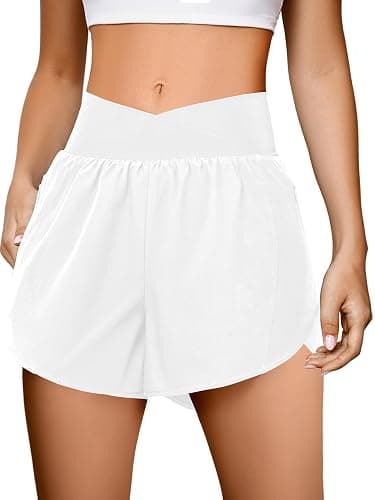 FireSwan Crossover Athletic Shorts for Women 2 in 1 Flowy Running Shorts with Pockets Spandex Butterfly Workout Tennis Skorts - Image 1