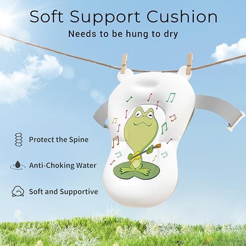 Baby Bathtub, Collapsible Newborn Bathtub for Infant to Toddler 0-24 Months with Soft Cushion and Thermometer,Portable Travel Newborn Tub with No-Slip Feet, Baby Shower Gifts,Grey thumbnail 6