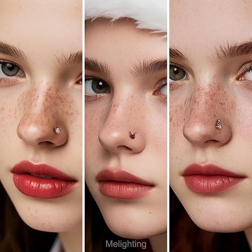 MeIighting 3PCS 20G Christmas Nose Studs L-shaped, 7mm Santa Claus Tree Reindeer Nostril Piercing Jewelry, Stainless Steel 316L Christmas Elements Body Jewellery for Women thumbnail 3