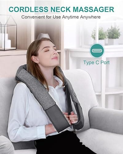 Nekteck Cordless Neck and Back Massager for Pain Relief Deep Tissue, Shiatsu Neck Massager with Heat, Portable Massage Pillow Tool for Shoulder Leg Muscle, Home Office Car Use, Gifts for Men Women Dad thumbnail 5