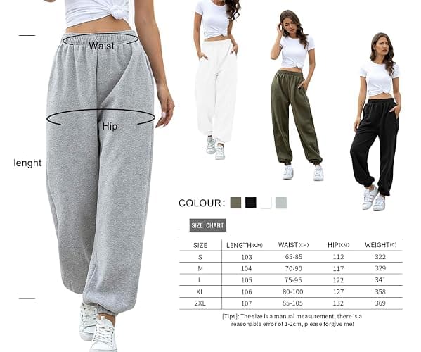 Maeau Women's Casual Sweatpant Sport Jogging Cuffed Trousers High Waist Loose Pants Cotton Cinch Bottom Pant Thick/Thin - A-thick-grey - Medium thumbnail 6