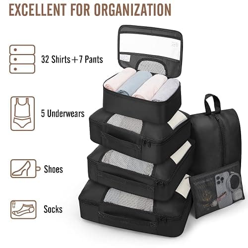 Veken 10 Set/8 Set Packing Cubes for Travel Essentials, Suitcase Organizer Bags in 4 Sizes, Carry-On Luggage Accessories with Large Laundry & Toiletry Bag, Must-Have for Airplane, Road Trip & Camping thumbnail 5