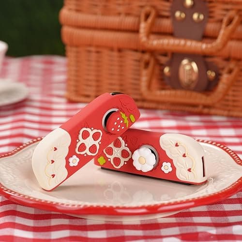 GeekShare Protective Case for Switch OLED Slim Cover Case Compatible with Switch OLED Separable Soft Silicone Protective Shell for Joystick with 2 Thumb Grip Caps - Strawberries with Cream thumbnail 5