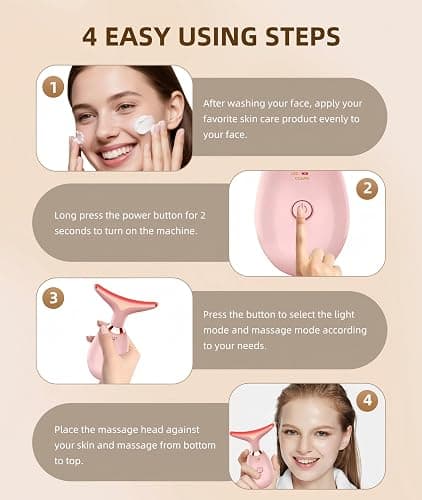 ELISHINE 7 Color Face and Neck Massager Light Therapy, Red Light Based Facial Massager for Skin Care, Firming, Smoothing (Rose Golden) thumbnail 6