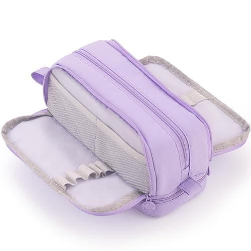 CICIMELON Large Capacity Pen Pencil Case with 4 Compartments, Multi-Slot Pencil Pouch Bag Aesthetic School Supplies Organizer for Teen Girls, Women, Adults (Purple) - Image 1