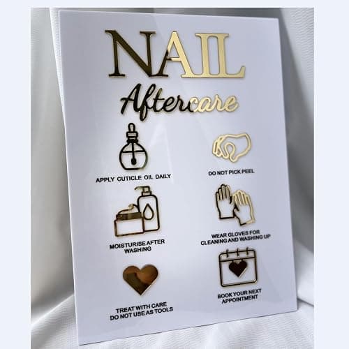Nails Aftercare 3D Acrylic Sign Advice for Nail Room Decor Manicure Business Supplies Essential Nail Tech Must Haves(7.5 * 10.5) - Image 1