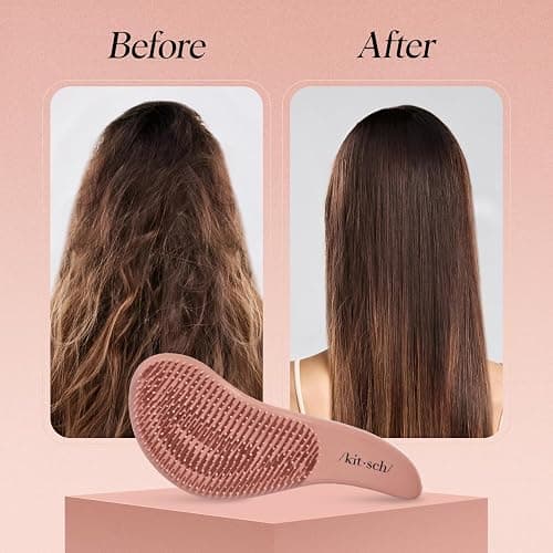 Kitsch Detangler Brush – Gentle Curly Hair Brush with Flexible Bristles for All Hair Types - Wet or Dry | Detangling Hair Brushes for Women & Men, Adults & Kids - Terracotta thumbnail 5
