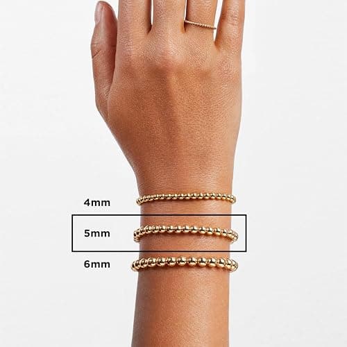 BaubleBar Initial Pisa Stretch Bracelet - Personalized Gold-Plated Bracelet for Women, Beaded Initial Bracelet, Stacking Bracelet, Custom Ball Bracelet, Trendy Jewelry thumbnail 2
