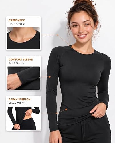 TELALEO 4 Pack Women's Compression Shirt Long Sleeve Performance Workout Baselayer Athletic Top Sports Gear thumbnail 3