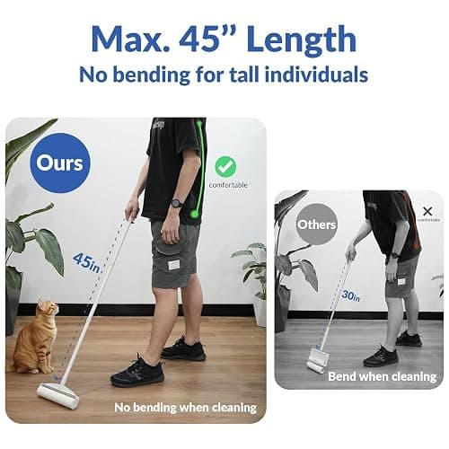 Large Lint Rollers for Carpet: Sticky Rollers for Floor DELOMO 9.45 in with 3 Extendable Handle, Long Handle Sticky Mop for Cleaning Carpets, Cars, Bedding, Couches, and Pet Hair - for Pet Homes thumbnail 3