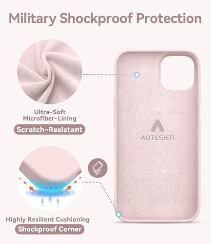 AOTESIER Compatible with iPhone 14 Case, Full Body Food-Grade Silicone Wear-Resistant, Anti-Drop Protection with Soft Anti-Scratch Microfiber Lining Phone Case for iPhone 14, 6.1 inch, Chalk Pink thumbnail 9