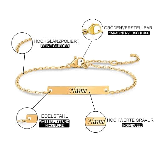Personalisierte Geschenke Frauen | Personalisiertes Armband | Armband mit Gravur | Geschenk Freundin | Geschenke für Taufe, Valentinstag, Weihnachten, Frau und Freundin thumbnail 2